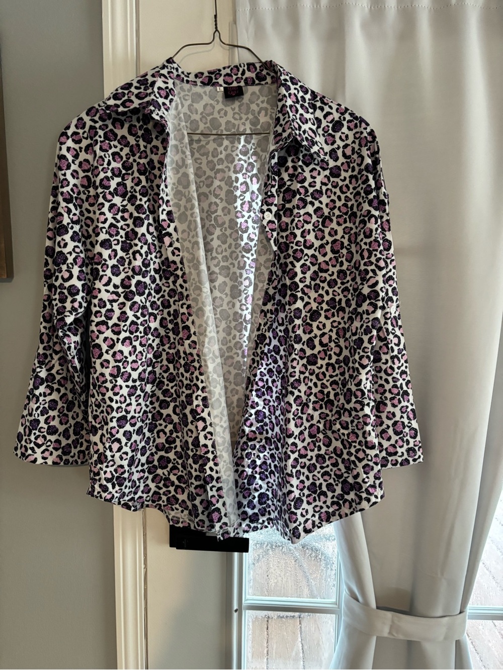 Leopard Print Button-Down Shirt - Pink & Black